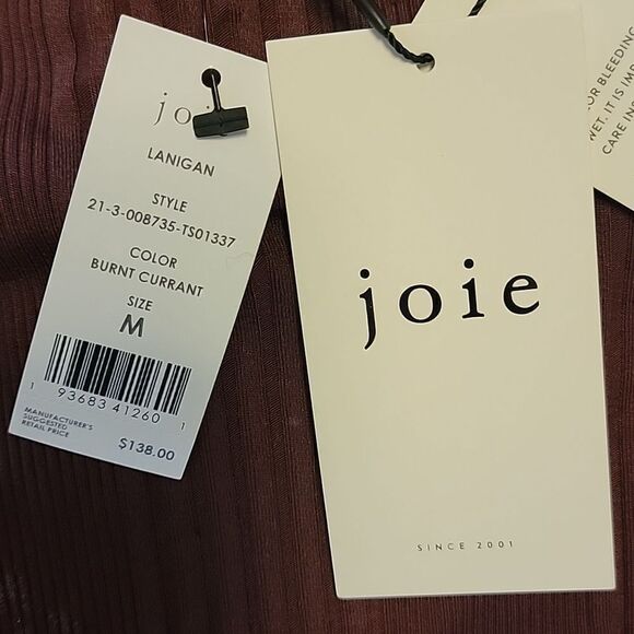 NWT Joie Lanigan Long Sleeve cotton top in Burnt Currant - Picture 9 of 15